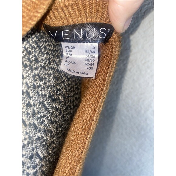 Venus Cable Knit Fisherman Sweater Open Shoulder Turtleneck 1X choker - Picture 8 of 9